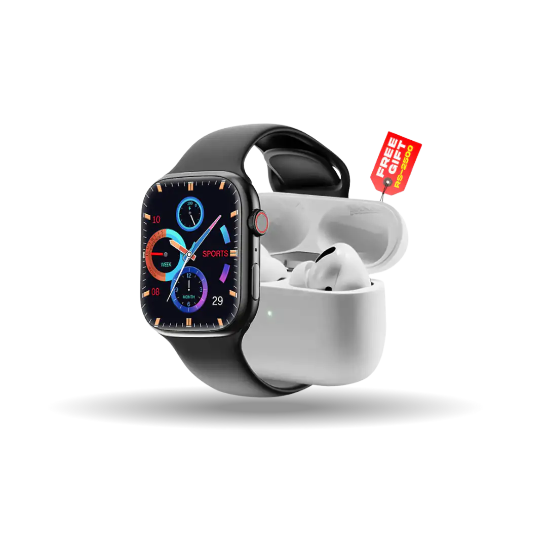 2-in-1 Smart Watch + AirPods Set – Fitness & Audio Combo ⌚🎧